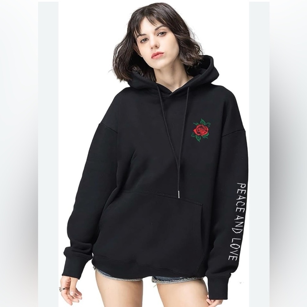 Sunny Guo Fleece Embroidered Hoodie Sweatshirt Women’s Size L